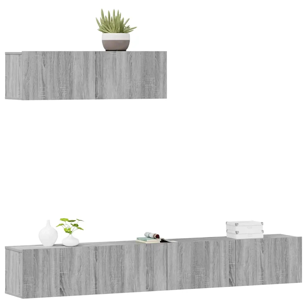 Set Mobili Porta TV 3 pz Grigio Sonoma in Legno Multistrato 3114484