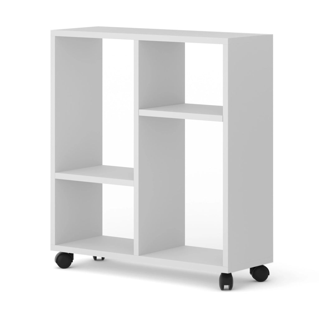 MOBILE TAVOLINO CON RUOTE PORTA PC COMODINO UFFIO CASA BIANCO OPACO 65x60x20cm TRASCO