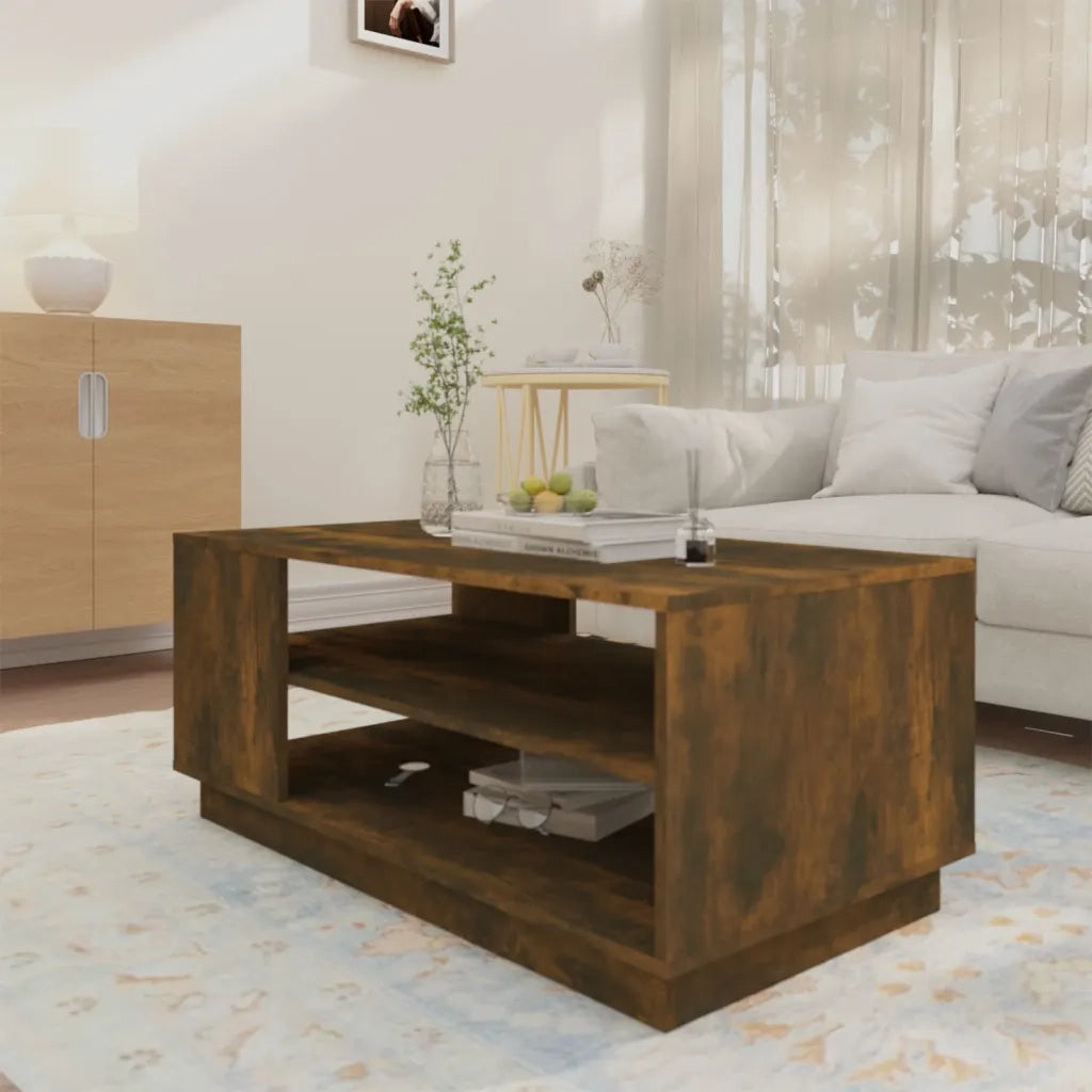 Tavolino da salotto | Tavolino da caff¨¨ | Tavolino da Soggiorno Rovere Fumo 102x55x43 cm in Truciolato