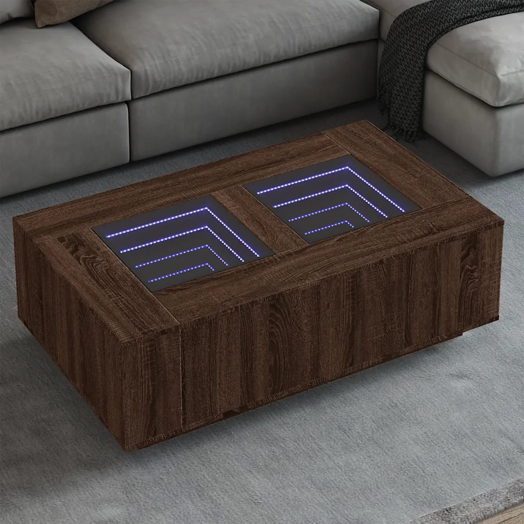 vidaXL Tavolino Salotto con LED Infinity Rovere Marrone 116x69x40 cm
