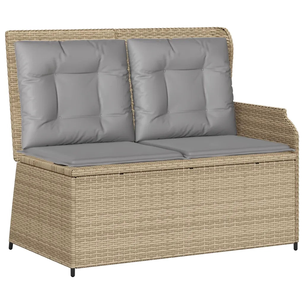 vidaXL Panca Reclinabile da Giardino con Cuscini Beige in Polyrattan