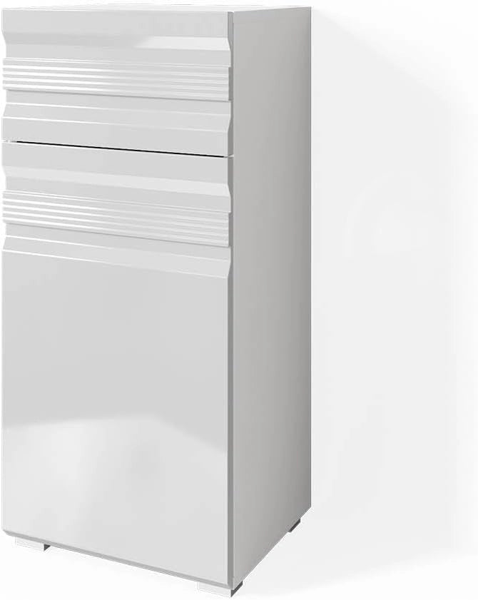 Mobiletto bagno Fredd, Bianco lucido, 36.4 x 79 cm, a parete con due ripiani interni regolabili