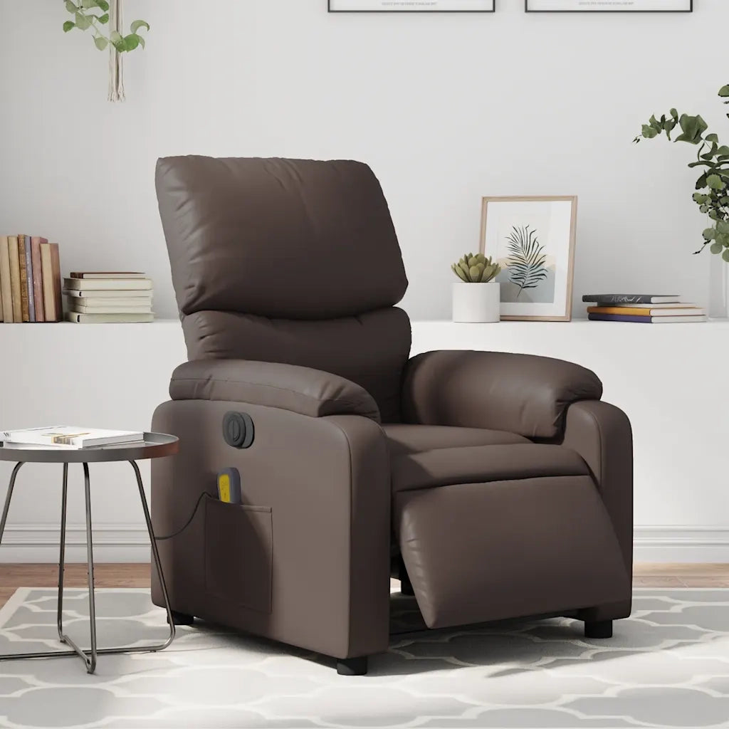 Poltrona Massaggiante | Sedia Relax Elettrica Marrone in Similpelle