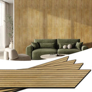 Pannelli di finitura in PVC per parete, 40 cm x 2,6 m, pannelli di schiuma isolanti per rivestimento parete, pannelli autoadesivi per parete, pannelli 3D per decorazione interna. Copertura 1 m² legno chiaro.