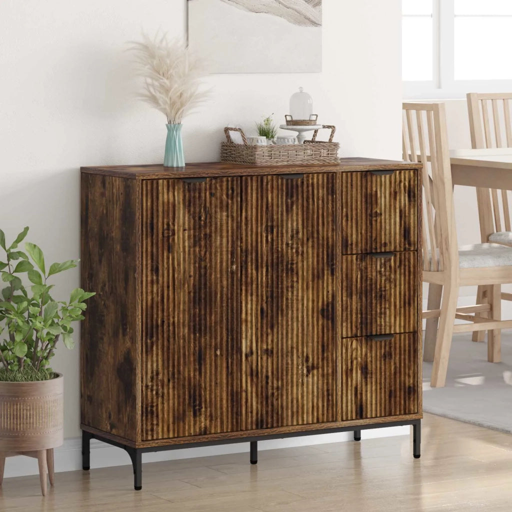Credenza Rovere fumé 89,5 x 33 x 82 cm Legno multistrato 883459