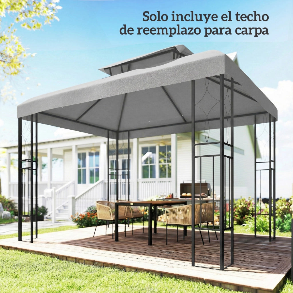 Toldo da giardino 4x3 m ¨C zephmum ¨C grigio chiaro