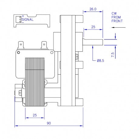 Ricambistufeapellet Moteur pour poêle à granulés Mellor FB1324 T3 – 2 tr/min. Arbre de 8,5 mm. Moteur pour charge à granulés.