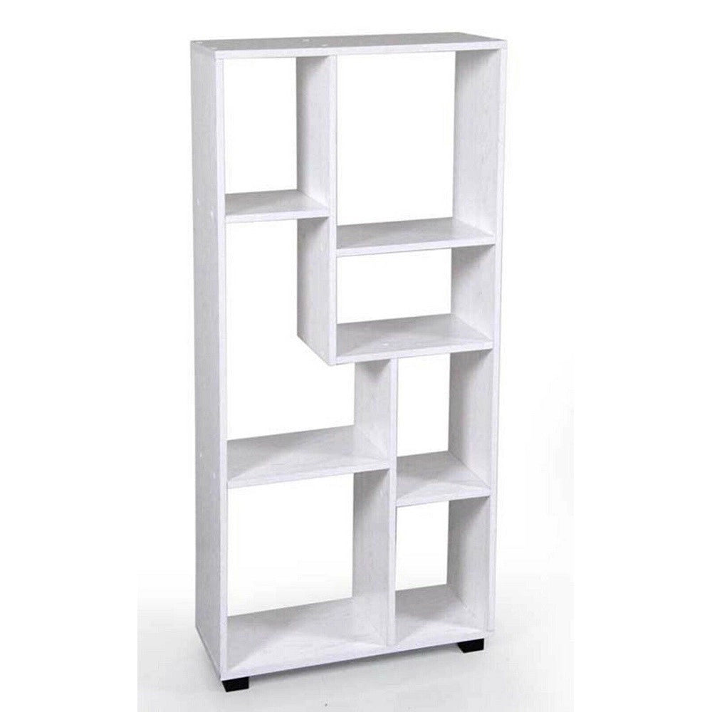 Trade Shop - Libreria H127x60x24 Cm Ripiani In Legno Bianco Striato Mobile Scaffale 750892 -