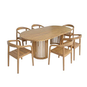 Set tavolo da giardino in legno di acacia con 6 sedie, marrone