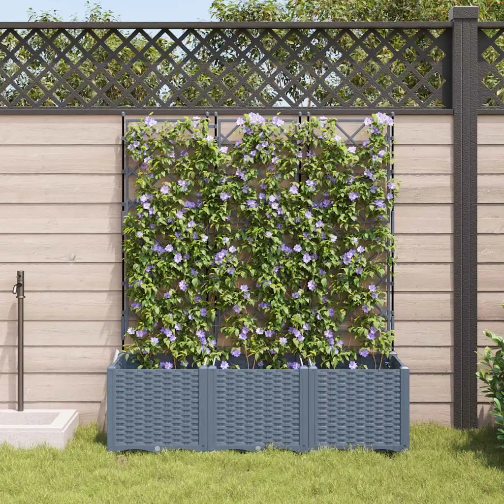 Vaso da giardino 3 pcs Grigio Chiaro 120 x 40 x 143 cm Plastica 42002886