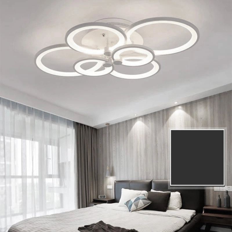 Lampadario Moderno Plafoniera led moderno 6 anelli 47W Luce Bianca Fredda