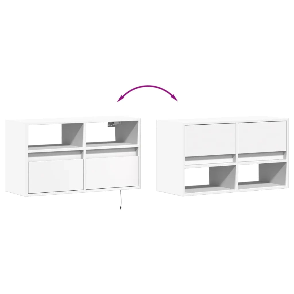 Mobile TV a Parete con Luci LED Bianco 80x31x45 cm