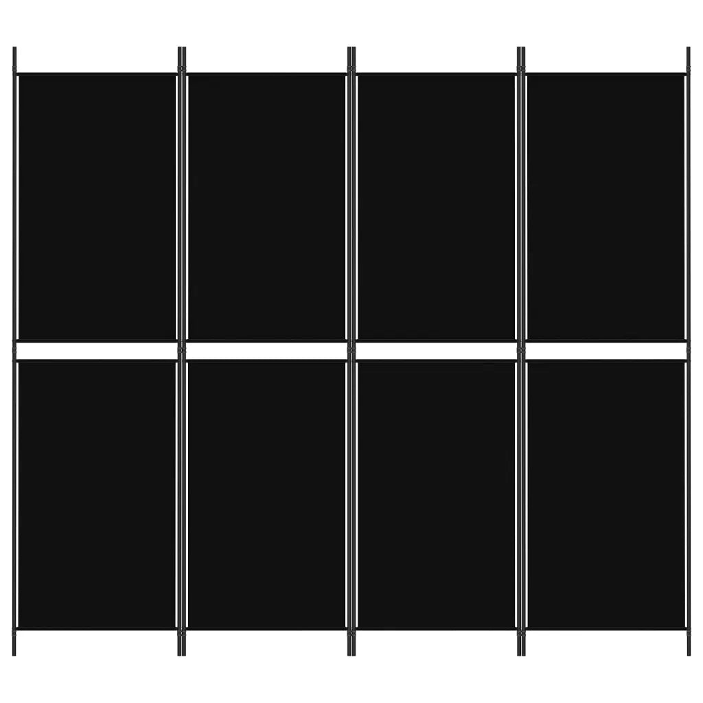 Divisorio a 4 Pannelli Nero 200x180 cm in Tessuto cod mxl 73554