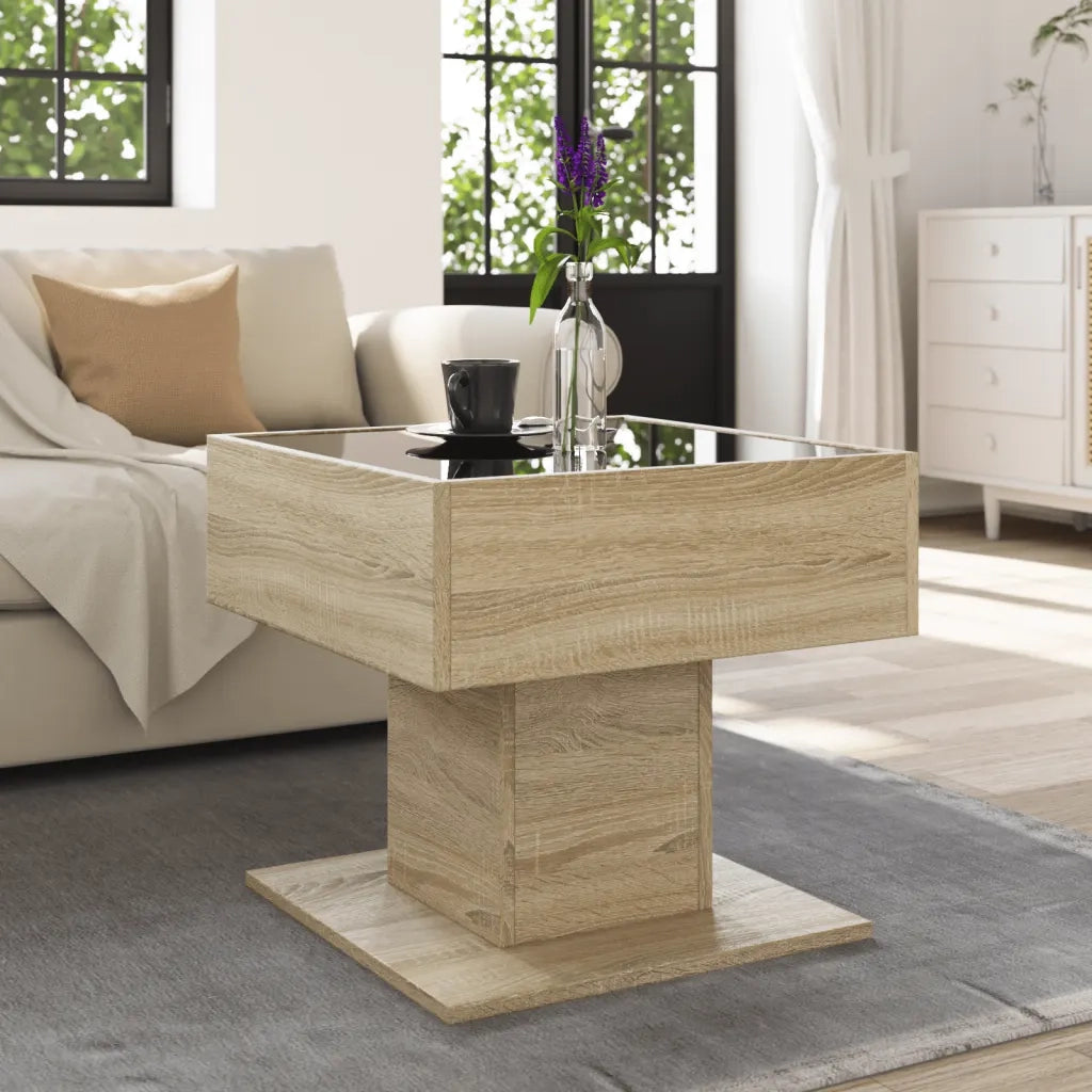 Tavolino Salotto con LED Rovere Sonoma 50x50x45 cm Multistrato