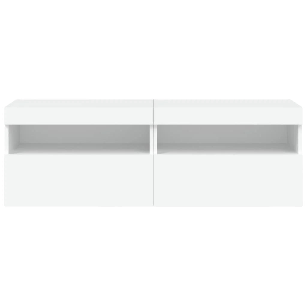 Mobile TV multimediale da parete mensola TV credenza mobile TV per sala da pranzo soggiorno camera da letto con luci LED 2 pezzi 60 x 30 x 40 cm bianco 02_0029109