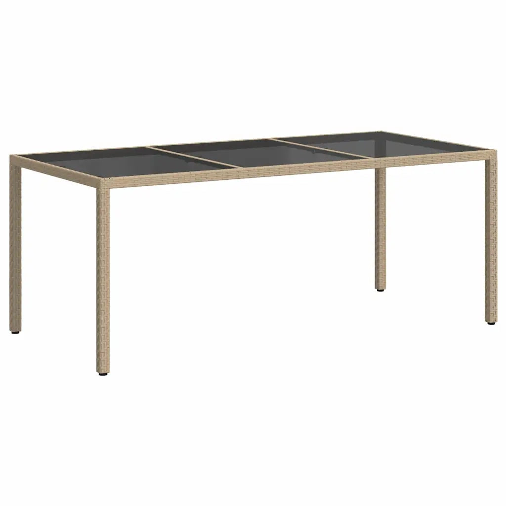 Tavolo Giardino Beige 190x90x75 cm Vetro Temperato Polyrattan 316717