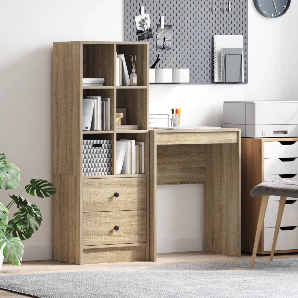 Scrivania con spazio di stoccaggio in rovere Sonoma e legno ingegnerizzato