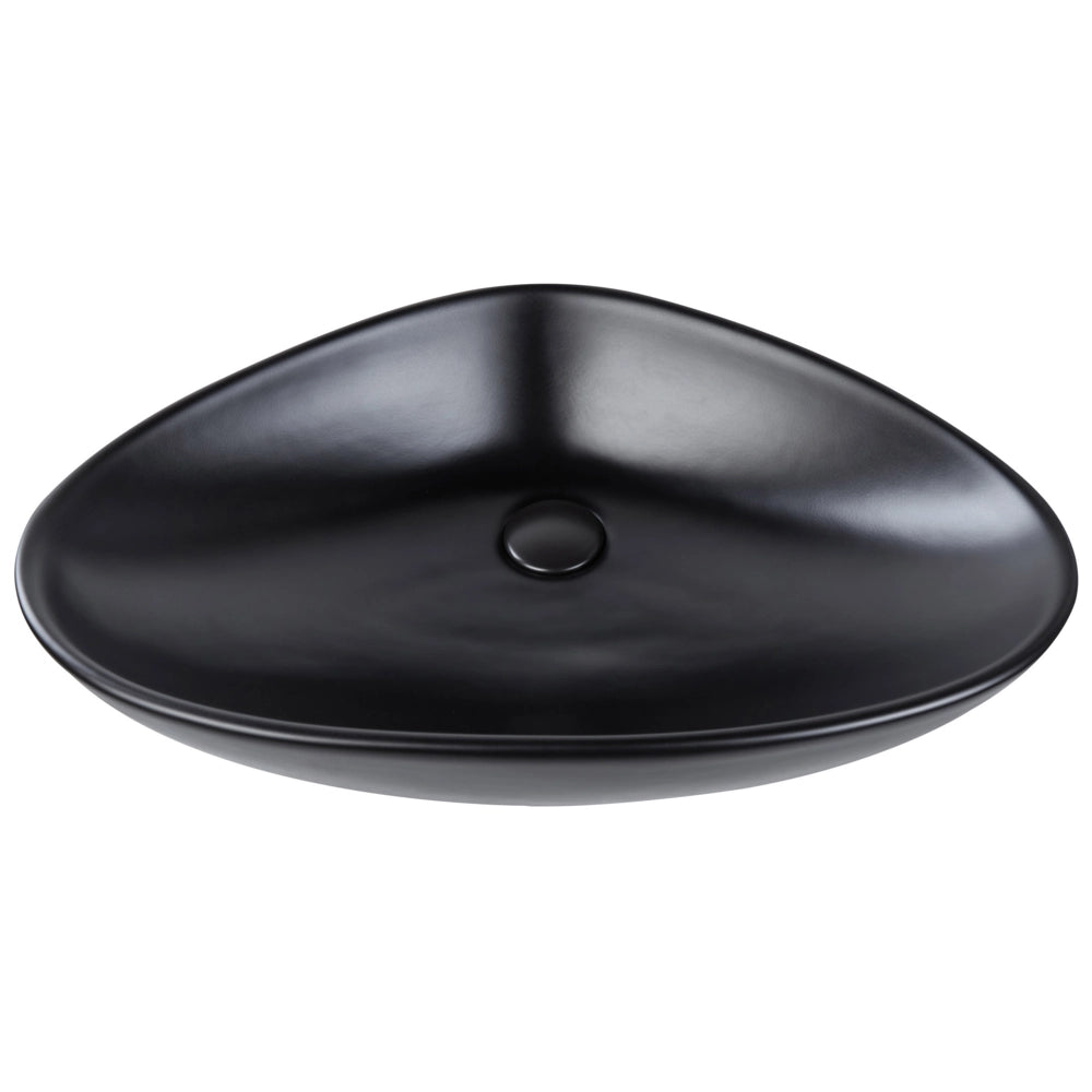 Lavabo da appoggio in ceramica nera lucida 600 x 390 mm Lavello da bagno di forma irregolare