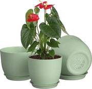 Set di vasi per piante 20/23/26 cm, vaso di plastica per erbe con fori di drenaggio e coperchi, un set di 3 vasi per piante, semplice, bello, duraturo e facile da combinare con stili decorativi