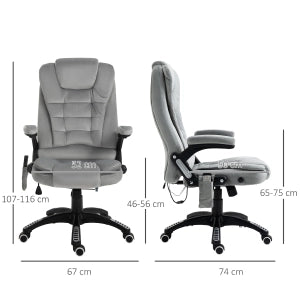 Sedia ufficio ergonomica con funzione massaggio e riscaldamento, girevole 360°, grigia