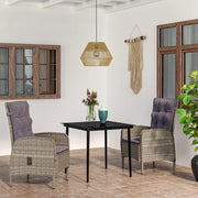 Set da Pranzo per Giardino 3 pz con Cuscini Grigio e Nero cod mxl 40979