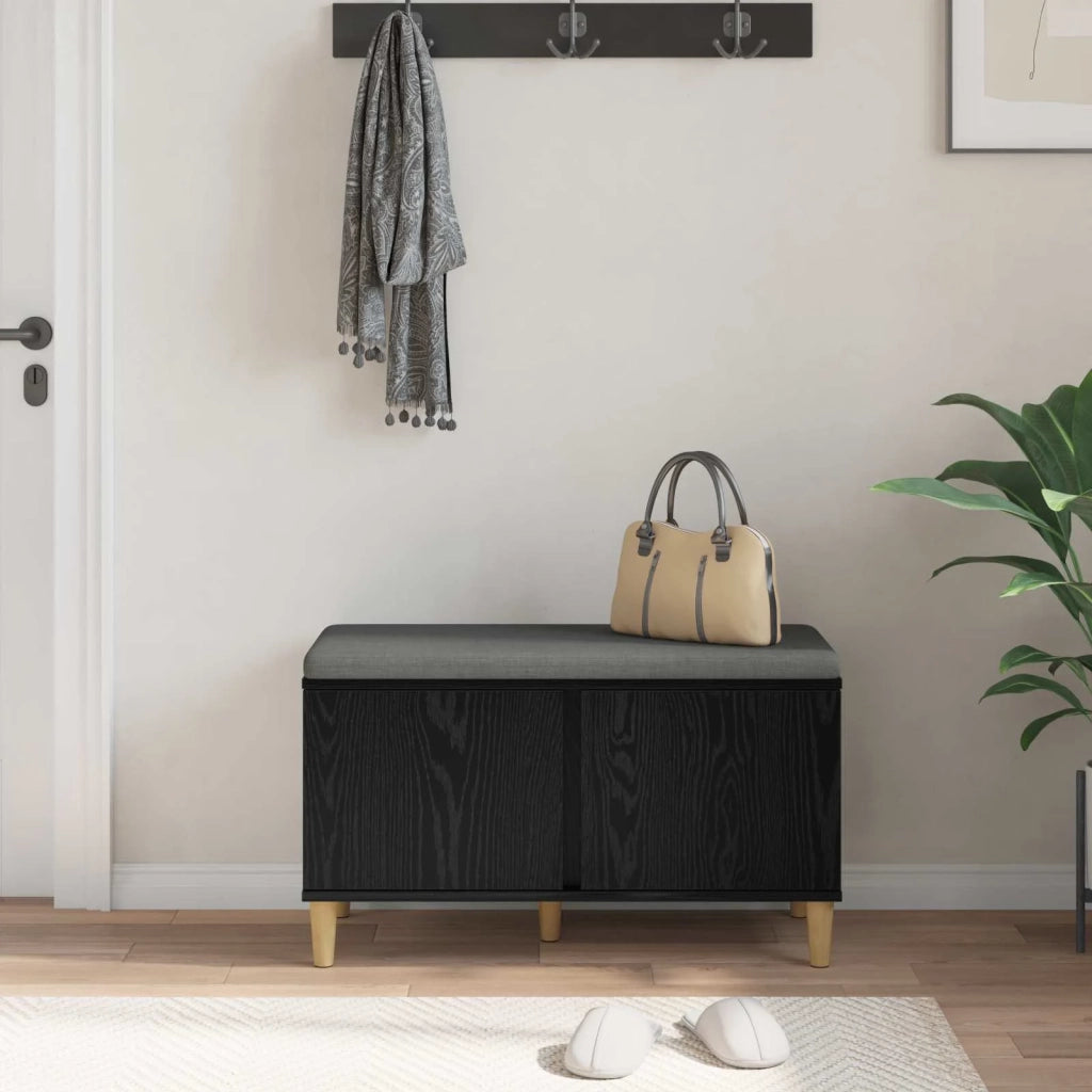 Panca per ingresso con cuscino Rovere Nero 80 x 38 x 46 cm 891529