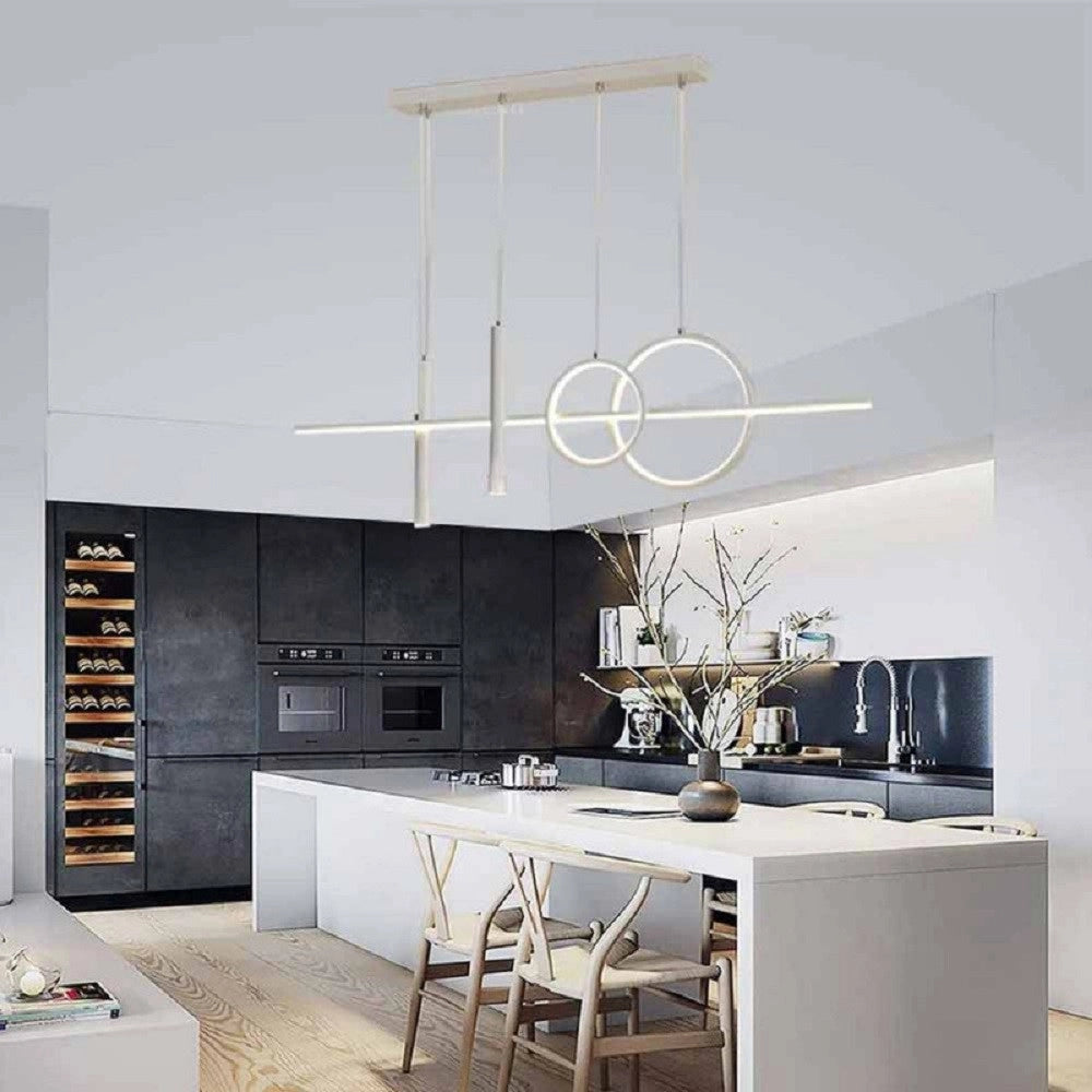 Trade Shop - Lampadario Sospeso Con Anelli Punto Luce Cilindri Luce 6500k 4000k 3000k Lp-42b -