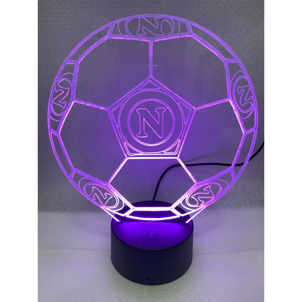 Trade Shop - Lampada Da Tavolo A Batterie Usb Pallone Calcio Con Stemma Logo Napoli Calcio -