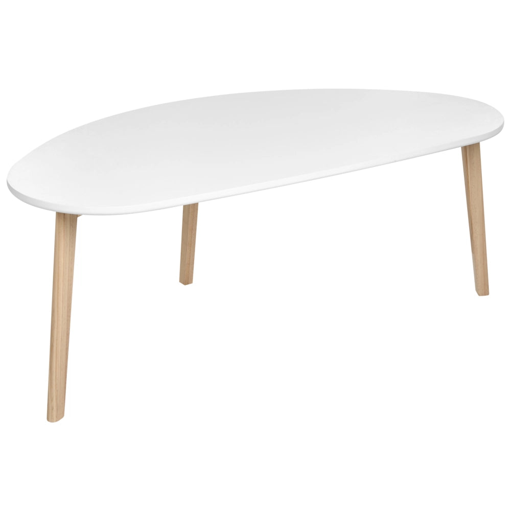 Tavolino da caffè gambe in legno di pino piano in MDF stile scandinavo bianco 45 x 120 cm stile scandinavo soggiorno