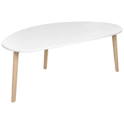 Tavolino da caffè gambe in legno di pino piano in MDF stile scandinavo bianco 45 x 120 cm stile scandinavo soggiorno