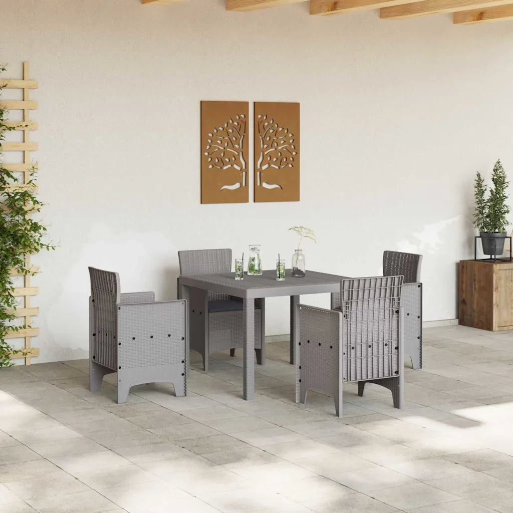 Set da Pranzo per Giardino 5 pcs Grigio chiaro Polipropilene