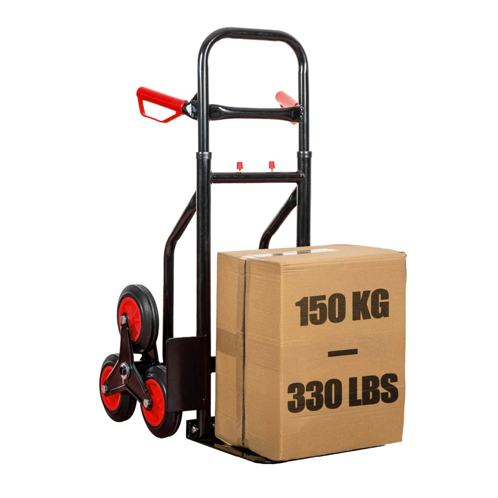 Carrello Portapacchi Per Scale Pieghevole Con 6 Ruote In Gomma Portatutto Capacità Carico 150 Kg Portatutto Traslochi Spesa Oggetti Pesanti  Altezza Regolabile Rosso
