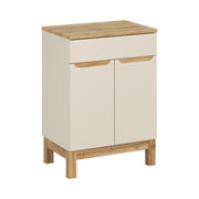 Set da bagno ERMANO cachemire e finitura quercia 60cm: mobile sottolavabo + piano per lavabo