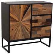 Mobile da ingresso in legno e metallo con 1 anta e 3 cassetti marrone 80x34x80