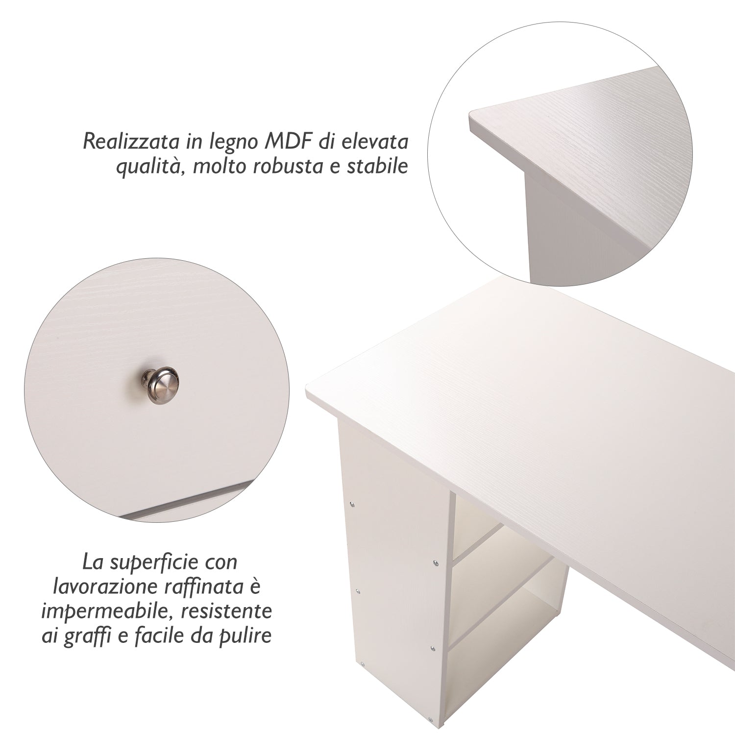 Scrivania con Cassetti e Ripiani Portaoggetti Bianco 120x49x72 cm