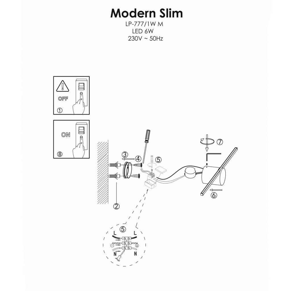Applique Modern Slim L LED 8W cromo IP44 Light Prestige