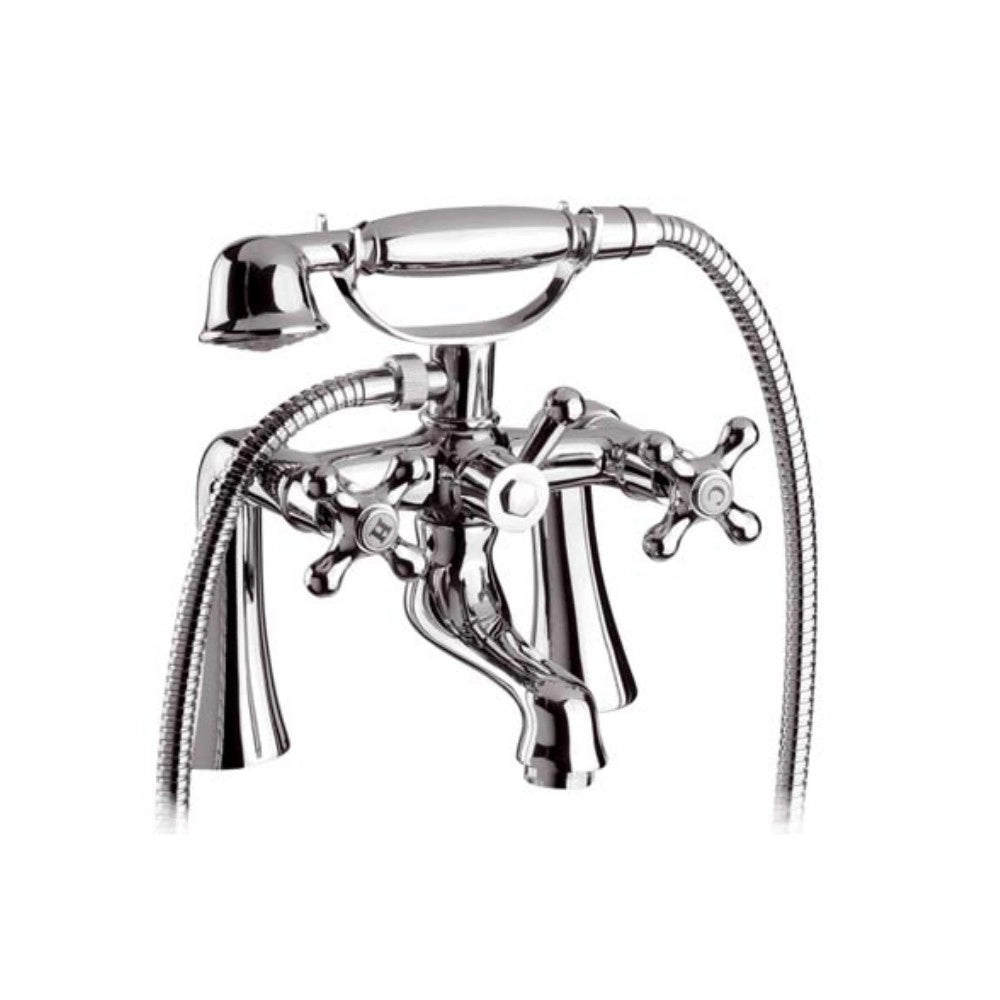 Rubinetto vasca esterno con colonnette altecon doccia - serie liberty