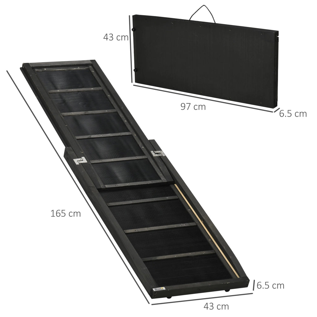 Rampa per Cani per Bagagliaio Auto 43x165x6,5 cm in Legno Nero