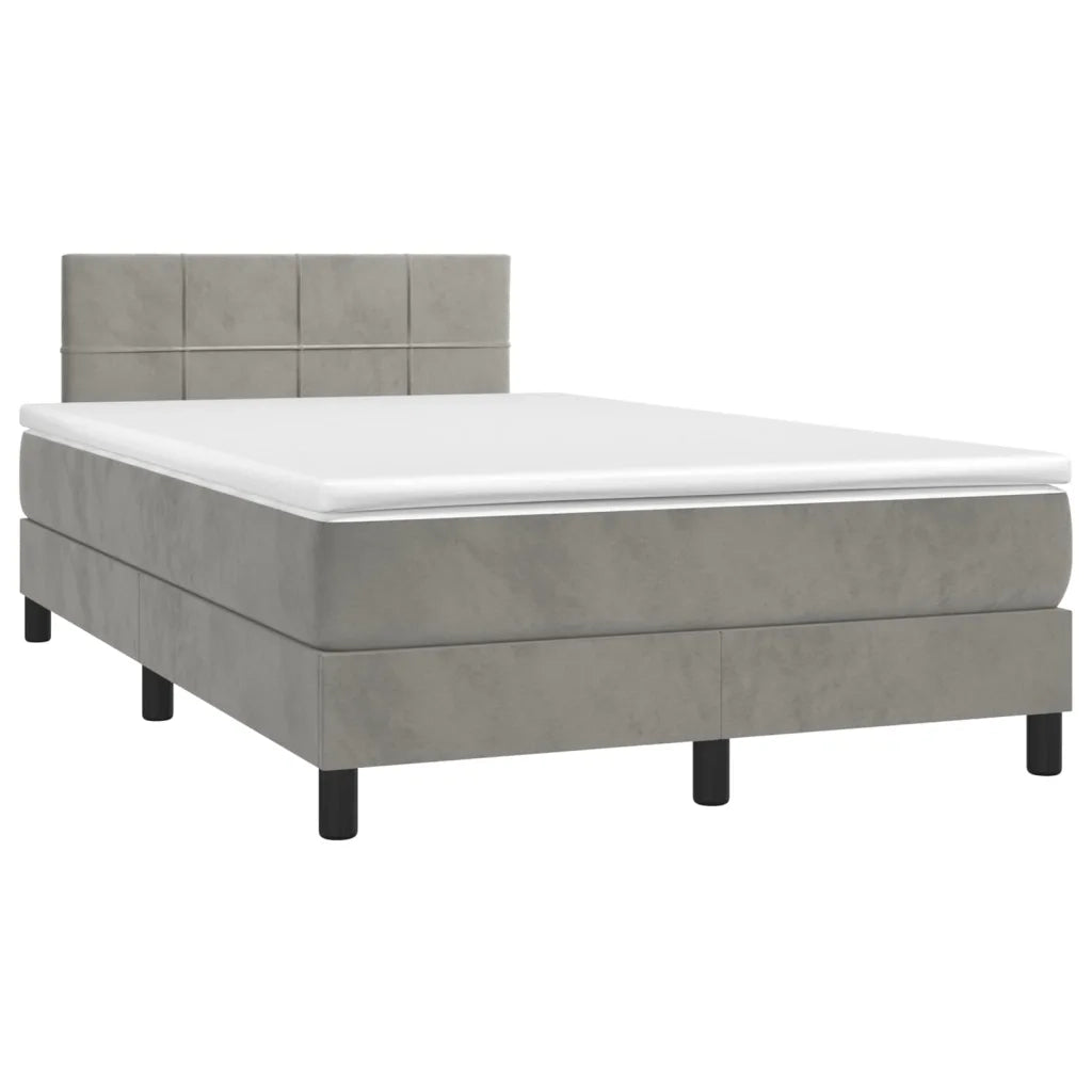 Letto a Molle Materasso e LED Grigio Chiaro 120x200 cm Velluto cod mxl 62980