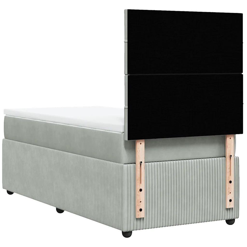 Giroletto a Molle con Materasso Grigio Chiaro 80x200 cm Velluto