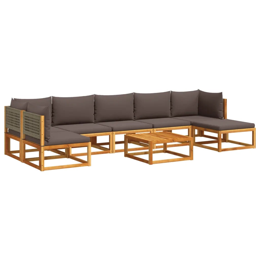 Set di divani da giardino 8 pezzi con cuscini in legno di acacia e rattan