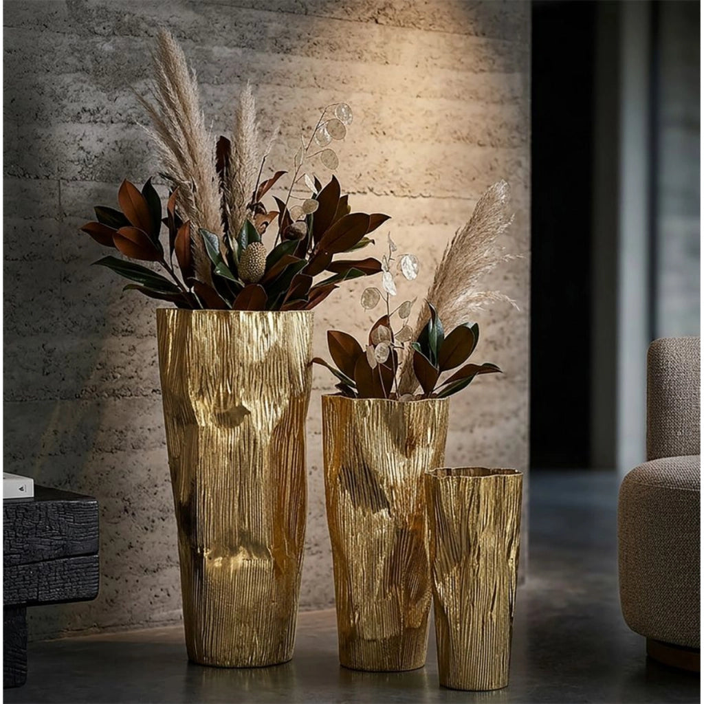 Set 3 portavasi Glolly oro in ferro dalle linee slanciate