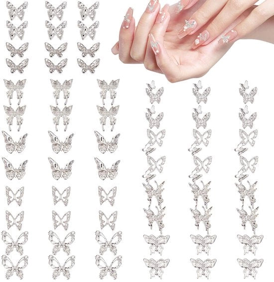 60 Pezzi di Clip per Nail Art in Forma di Farfalla