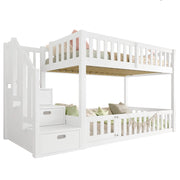 LETTO A CASTELLO 90x200 cm Bianco in MDF e Pino