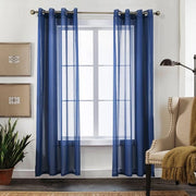 Set di tende a corda con anelli, 2 pezzi, H 245 x B 140 cm, semi-trasparente, facile da pulire, trasparente alla luce, senza pieghe, tende a voile