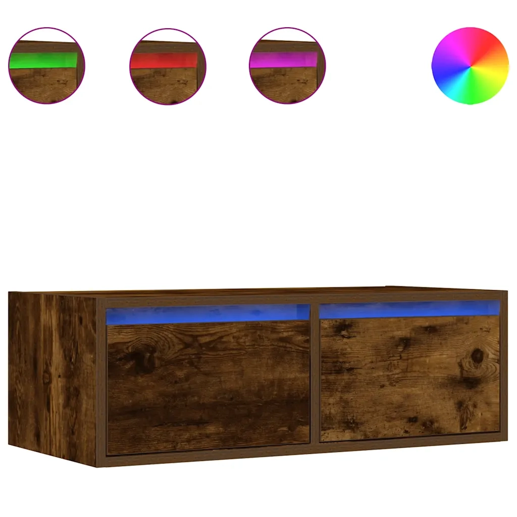 Mobile Porta TV con Luci LED Rovere Fumo 75x35,5x25 cm 860233
