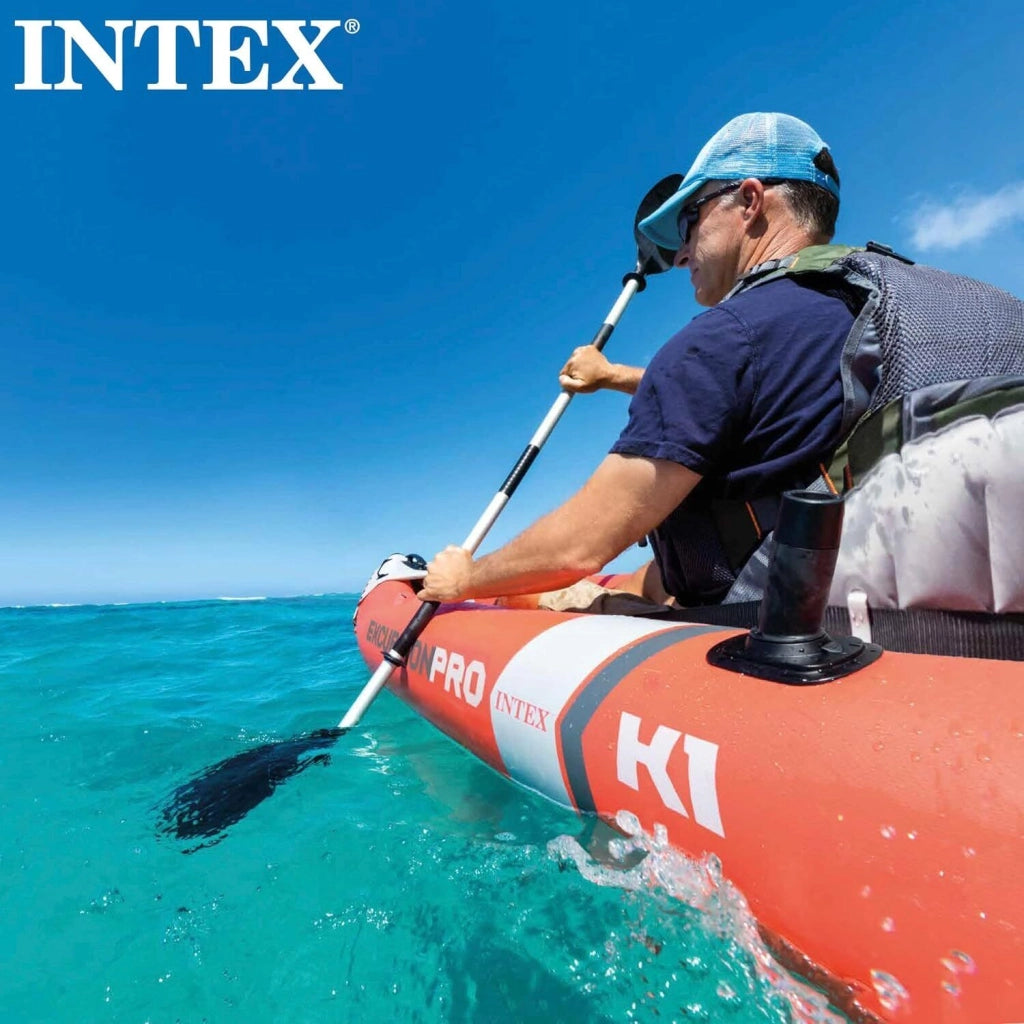 Intex 68303NP Excursion Pro K1 Kayak Gonfiabile 1 Posto 305x91x46 cm portata 100 Kg 2 Skeg Rimovibili colore Rosso