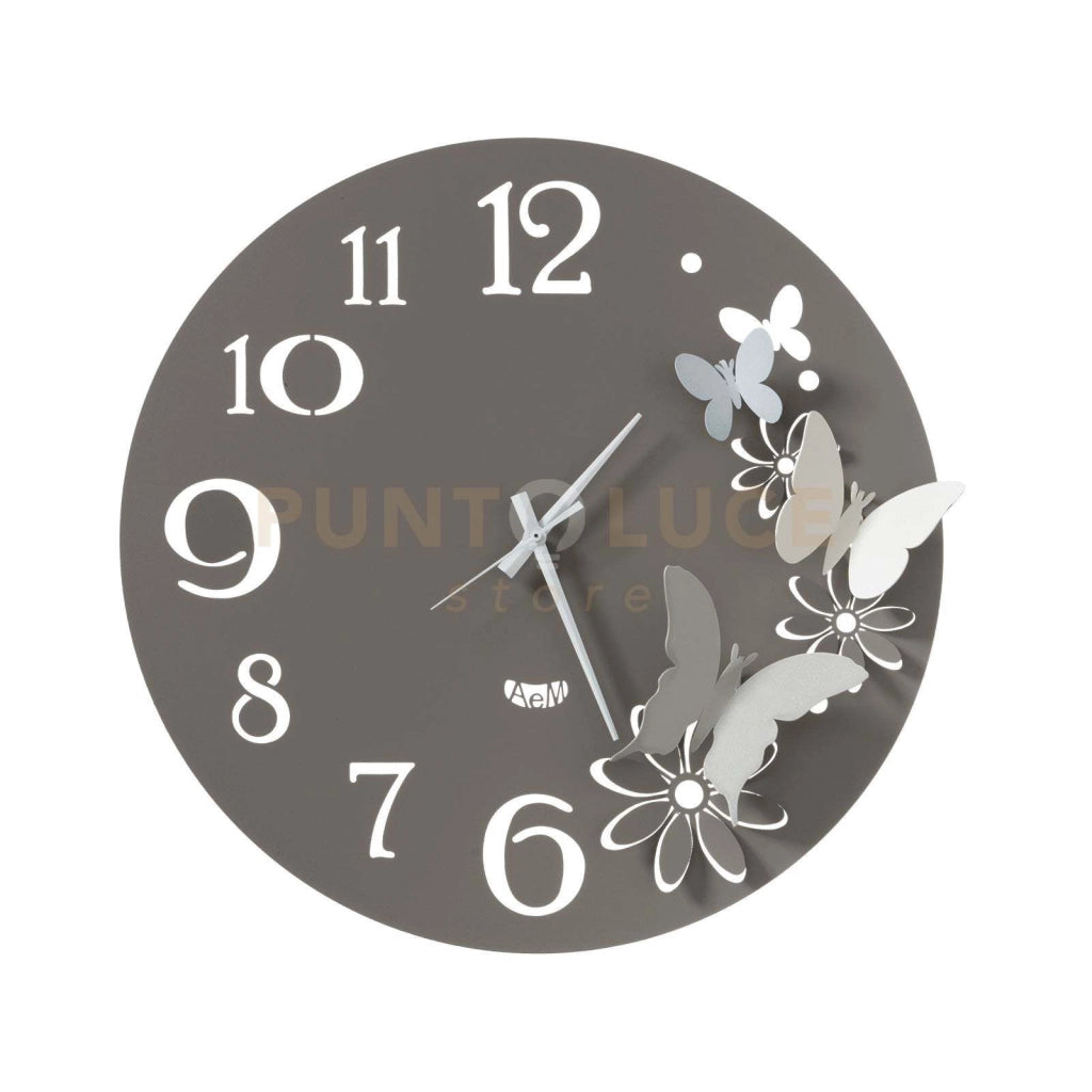 Orologio da parete particolare Butterfly Flowers piccolo Fango e Alluminio