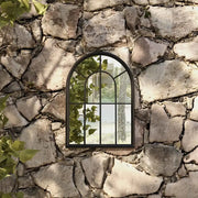 Specchio da Giardino-Specchio Decorativo-Specchio Esterno Nero 60x45 cm in Ferro per Uso Esterno