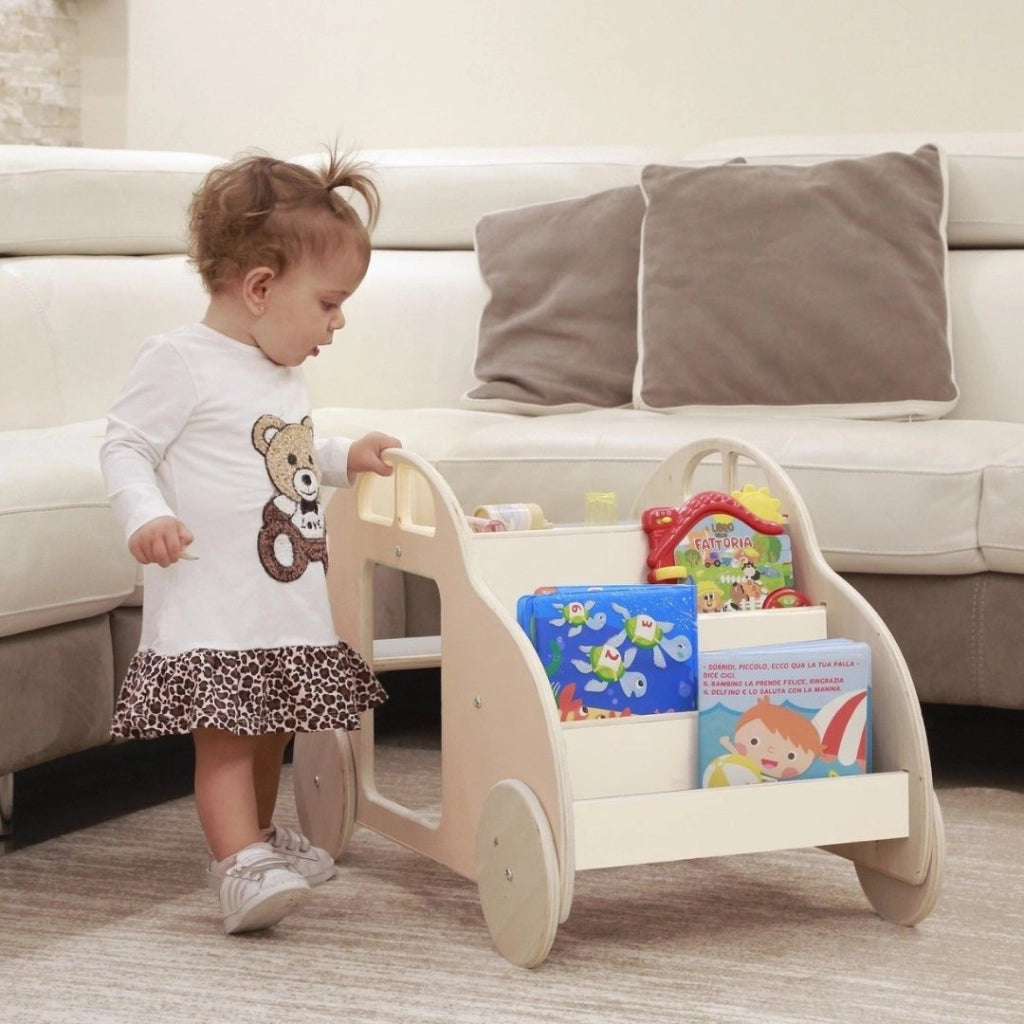 Libreria/Tavolino Montessori con ruote